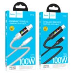 100W PD Nylon Braided Metallic USB Cable w/ Dynamic LED – USB C to USB C