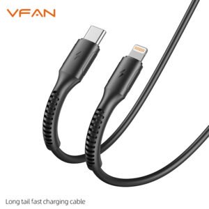 VFAN Super Fast Charging Cable with Reinforced Long Grip (X22) - 30W Type C to Lightning (2 Meter)