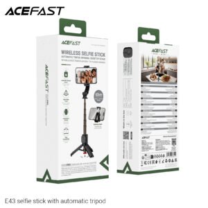 Premium 0.63m Selfie Stick with Drop-to-Open Tripod | Mini Portable Aluminum Stand with Bluetooth Remote (E43)