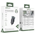 65W PD+QC Mini-Size Super Fast Car Charger with Metallic Body, LED Ring Light (B15)