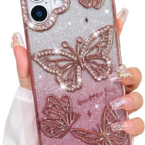 Max Guard Iphone 17 Glitter Sandy Butterfly Case