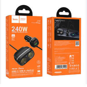 240W Hoco Car Charger with Cigarette Lighter