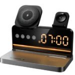 15W 4-in-1 Magnetic Wireless Fast Charger, with Alarm Clock, Ambient Lighting, Compact Foldable Design (DWQ03)
