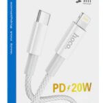 20W PD Nylon Braided Premium White Fast Charging Cable (X56) Lightning to Type C X56