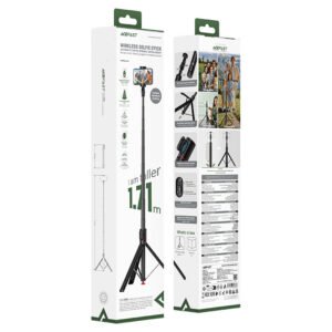 Premium 1.71m Selfie Stick with Drop-to-Open Tripod | Heavy-Duty Aluminum Stand with Bluetooth Remote (E31)
