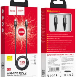 100W PD Nylon Braided Aluminium Alloy Super Fast Charging Cable, with E-Marker Microchip (X50) USB C to USB C