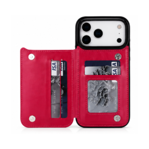 Leather Wallet Case with Kickstand & Card Slots – Magnetic Clasp
