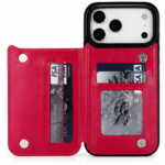 Leather Wallet Case with Kickstand & Card Slots – Magnetic Clasp