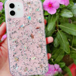 Hard Glitter Case With Seashell And Foil Element for Apple Devices