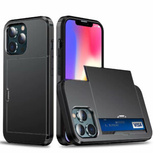 Dual Layer Back Case With Sliding 2 Card Compartment SPG Style for Apple and Samsung Devices