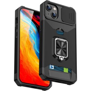 Dual Layer Case With Integrated Ring Holder, Camera Shutter & Card Slot for Samsung and Apple Devices