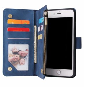 Multifunction wallet case suede finish 6 card slots & zipper pouch for all Brands