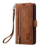 All in one wallet 9 card front zipper suede finish case for all brands